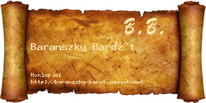 Baranszky Barót névjegykártya